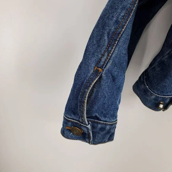 Vintage Looney Tunes Tasmanian Devil Mean and Rough Patch Jean Jacket Large - Picture 11 of 16